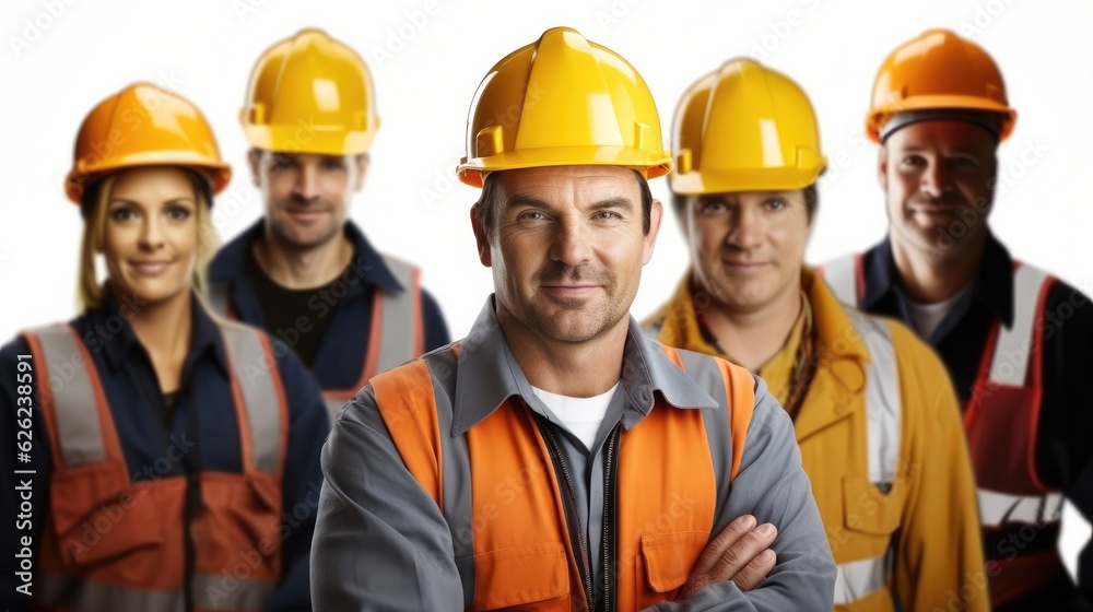 Group of Industrial workers people on Isolated over white background. Group of Industrial workers people on Isolated over white background.