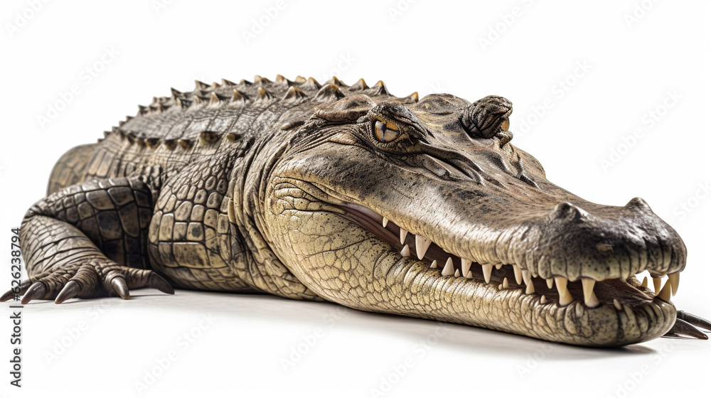 Obraz premium ワニ 白背景 AI生成画像 ジェネレーティブAI