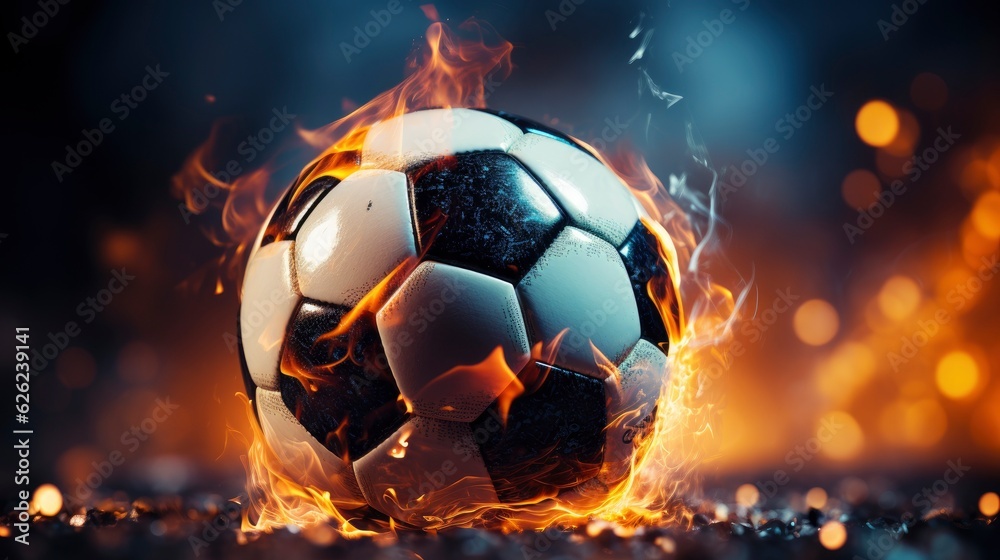 Fototapeta premium Football fire, Generative AI