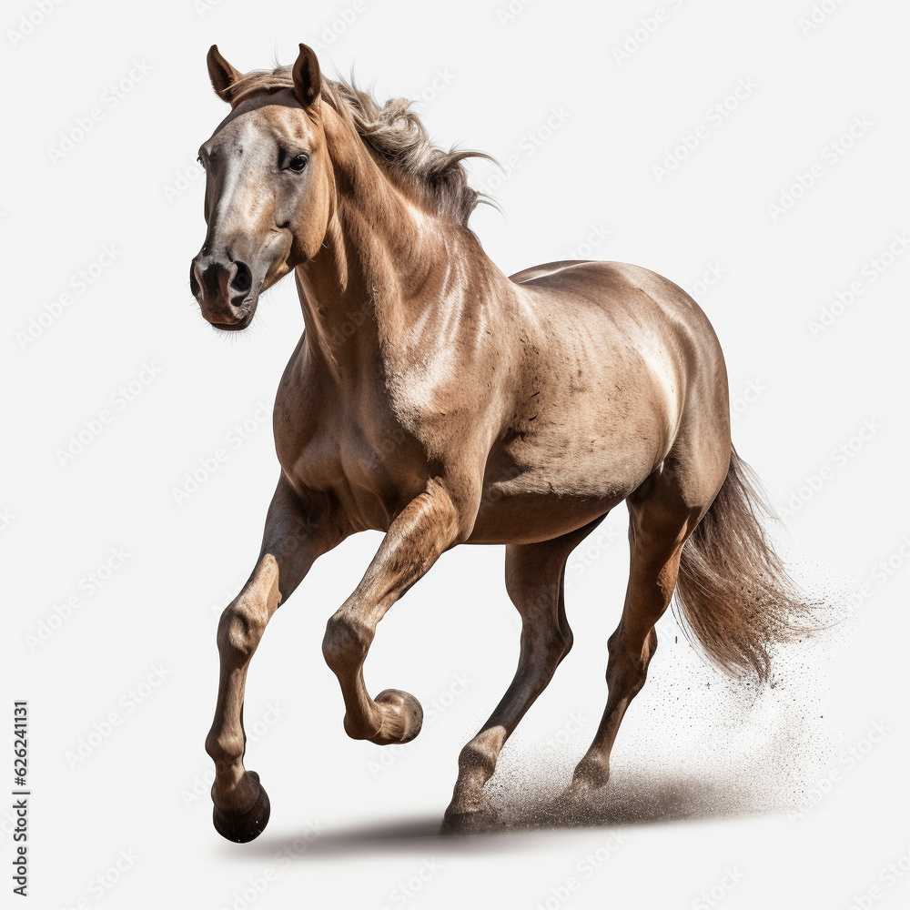 Obraz premium 馬 白背景 AI生成画像 ジェネレーティブAI
