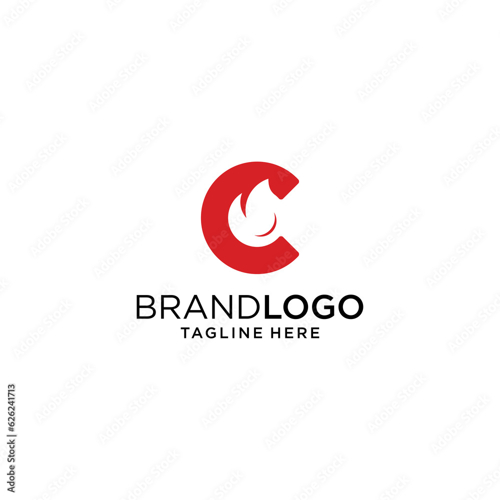fire logo with letter C icon template, simple style fire logo with letter C icon template, simple style