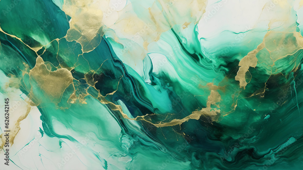 Modern green marble with gold texture, Watercolor abstract background, Nordic emerald green and gold for decorative, 3D painted artificial marbled surface, Generated AI Modern green marble with gold texture, Watercolor abstract background, Nordic emerald green and gold for decorative, 3D painted artificial marbled surface, Generated AI