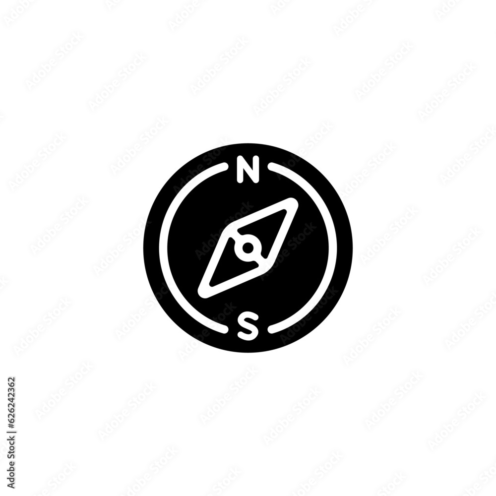 Compass icon.Flat silhouette version. Compass icon.Flat silhouette version.