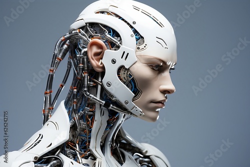 Cyborg Head - Futuristic Human-Machine Integration