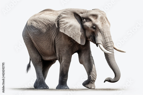 象 （アフリカゾウ） 白背景 AI生成画像 ジェネレーティブAI