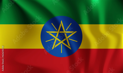 Flag of Ethiopia, with a wavy effect due to the wind.