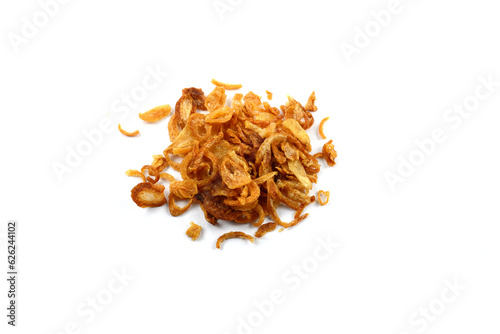 Deep fried shallots for garnishing over white background