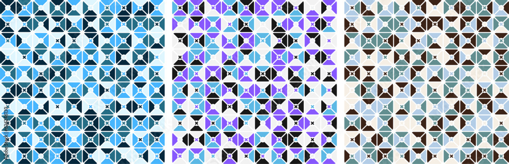 Fototapeta premium Abstract geometric Bauhaus pattern design. Vector circle, triangle and square lines color art design. Colorful Bauhaus background pattern.