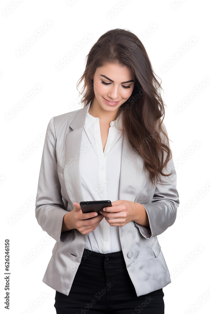 woman using cell phone isolated on white woman using cell phone isolated on white
