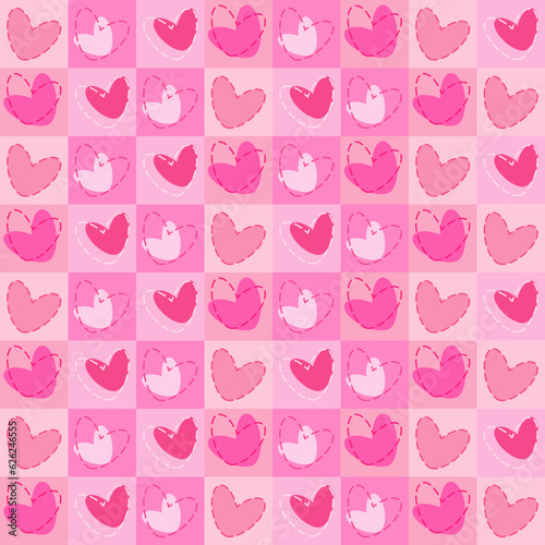Vibrant Red Pink Geometric Heart Pattern on Seamless Background - Valentine's Day Concept for Posters, Cards