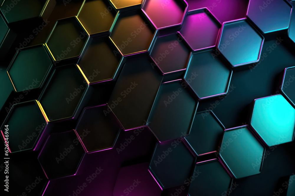Metallic hexagon pattern background with gold and purple. Metallic hexagon pattern background with gold and purple.