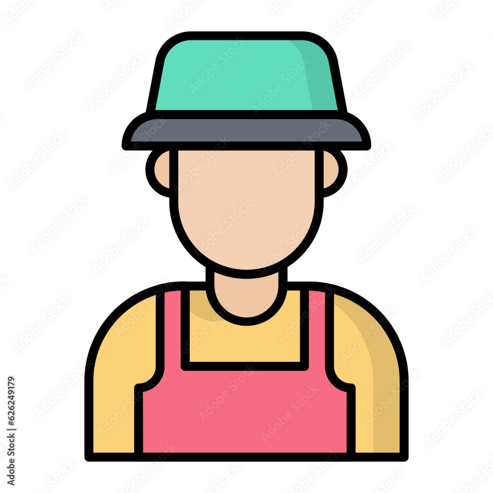 Fototapeta premium Farmer Line Color Icon