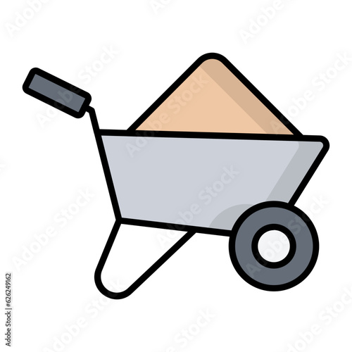 Wheel Barrow Line Color Icon