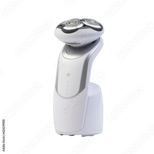 A white hair dryer on a plain background photo