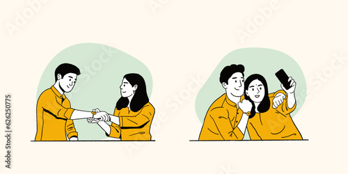 Indian brother and sister celebrating Raksha Bandhan festival editable vector illustration for digital banner design. 