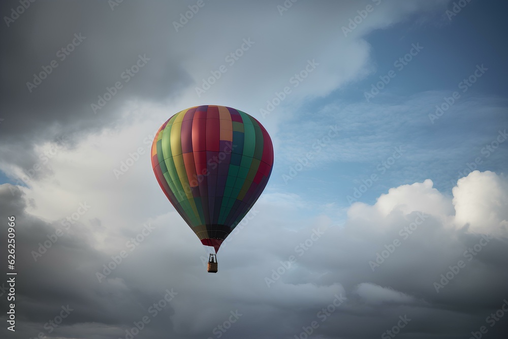 hot air balloon in flight made by midjeorney