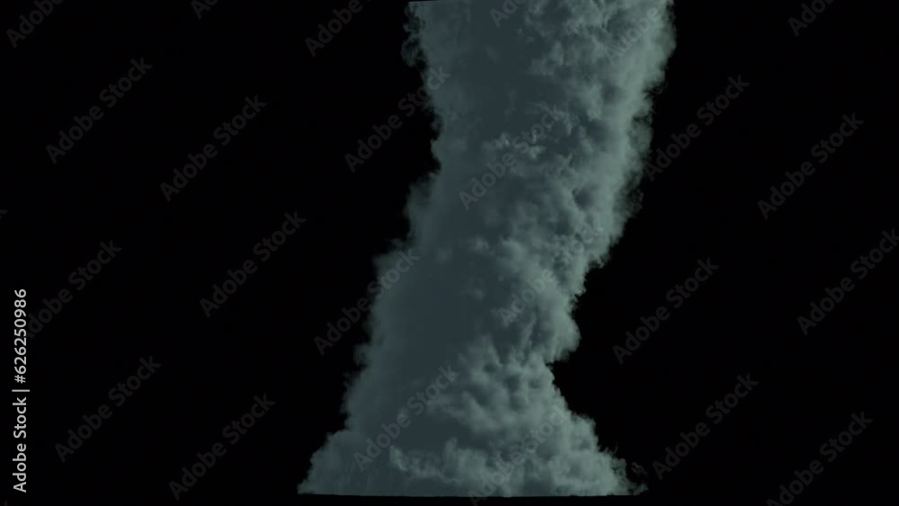 A birth of tornado isolated on black background with alpha matte.