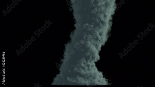 A birth of tornado isolated on black background with alpha matte.