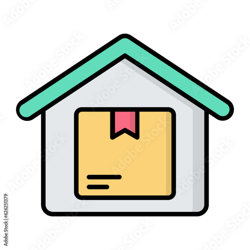 Home Parcel Delivery Line Color Icon