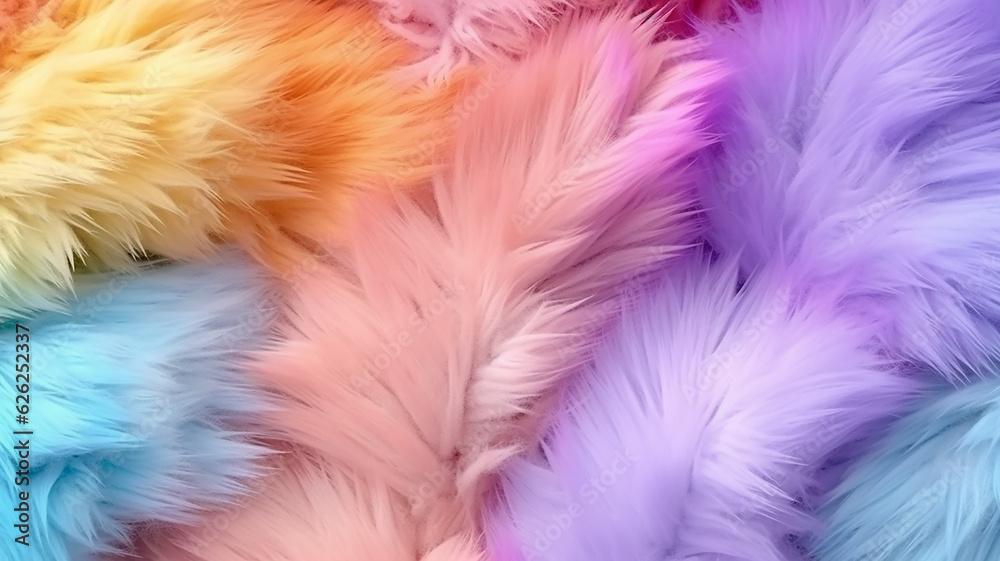 multicolored faux fur rainbow gradient. multicolored faux fur rainbow gradient.