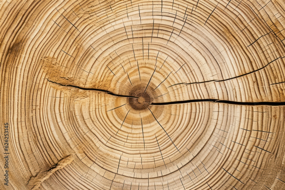Saw cut of a large tree with rings of age. Saw cut of a large tree with rings of age.