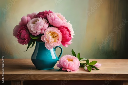 bouquet of pink roses in a vase © Mateen