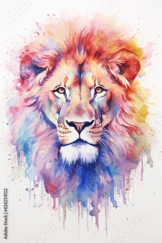 color lion head illustration