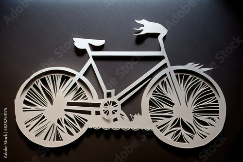 Paper art bicycle spread all over the screen, AI generated