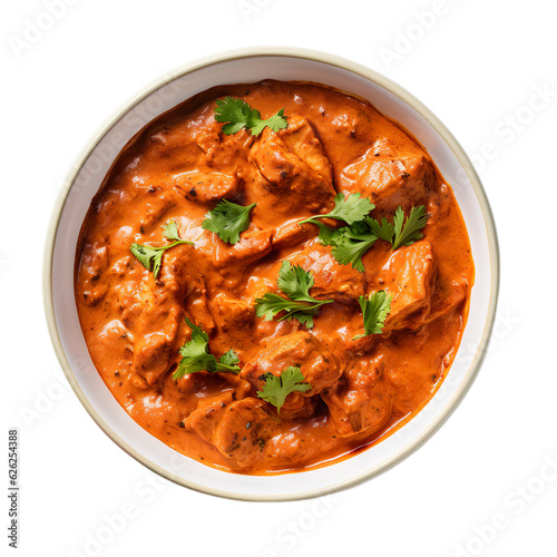Top view of Chicken Tikka Masala Tender pieces of chicken