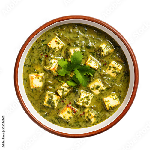Top view of Palak Paneer Soft paneer Indian cottage cheese
