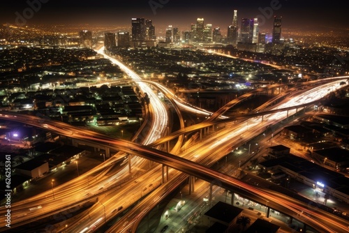 Aerial photography of streets in the night city