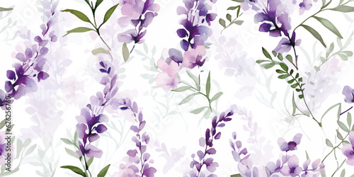 Lavender pressed dried flowers. Seamless pattern with Lavender floral plants. Seamless stylized watercolor flower pattern. Tiled and tillable, Wallpaper, wrapping paper design, textile, scrapbooking