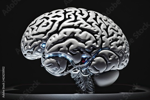 3d rendered human brain Isolated on black background. 