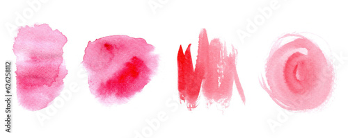 Set of red watercolor stains, Magenta abstract isolated elements and texture for your design