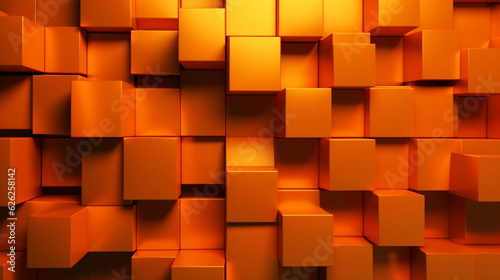 Abstract orange cube wall background. Modern design. Generative AI