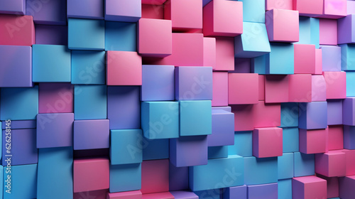 Abstract colored cube wall background. Modern design. Generative AI