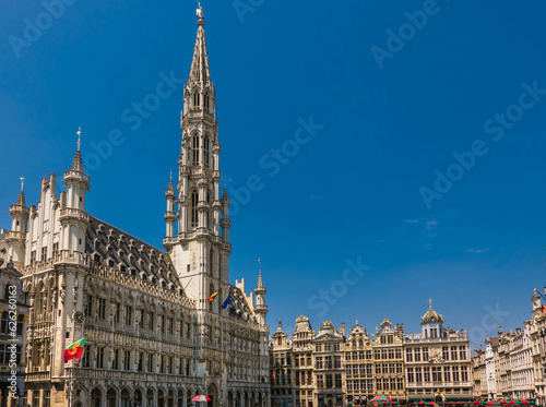 Brussels, Belgium: Panorama View of the Historical City Center Buildings of the Gran Place Square, Unesco Site