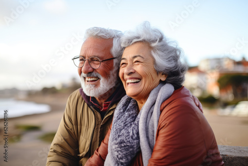 Papier peint An elderly Hispanic couple enjoying outdoors, their love palpable, reflecting a