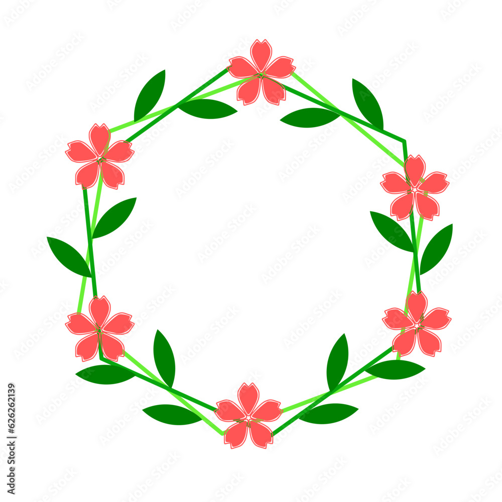 beautiful botanical frame. combinated of circle, leaves, and flower. suitable for wedding invitation, cards, logo design, posters template, birthday invitation. Elegant minimal style  vector isolated.