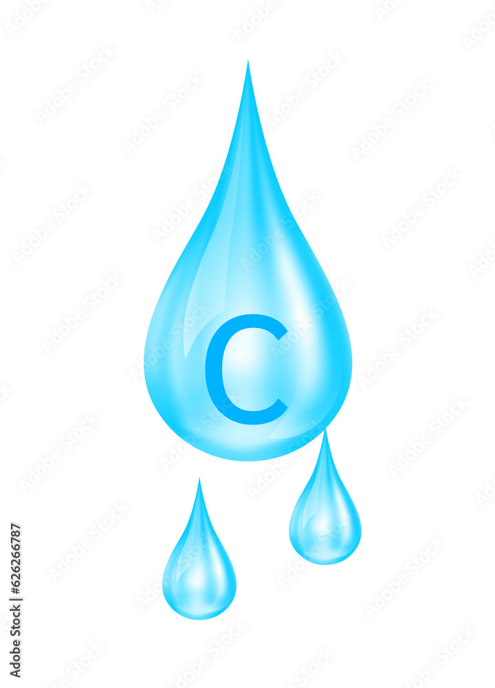 Structure vitamin BC drop water collagen blue. Isolated on cut out PNG ...