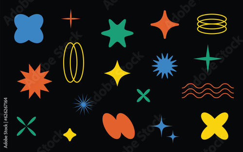Conptemporary Brutalist abstract geometric shapes - vintage design - naive abstract pack set - 90s style vector elemtents illustration - groovy graphic design