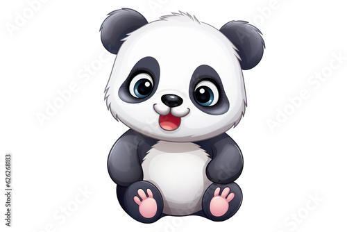 cute Chinese new year panda smiling  white isolated background PNG