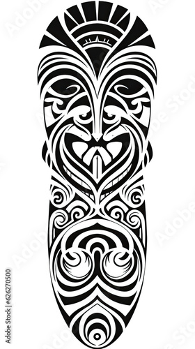 a drawing of a maori ornament arm sleeve in black and white. Tattoo idea for a traditional theme.