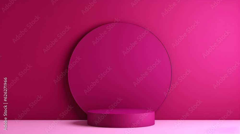 Minimal Studio Background in magenta Colors. Modern Podium for Product Presentation
