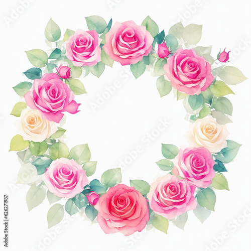 watercolor illustration of a delicate wreath of flowers