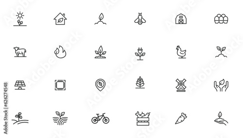Agriculture icon set. Agicultaral line icons set.