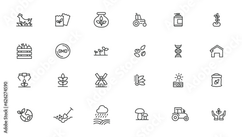 Agriculture icon set. Ecology line icons set.