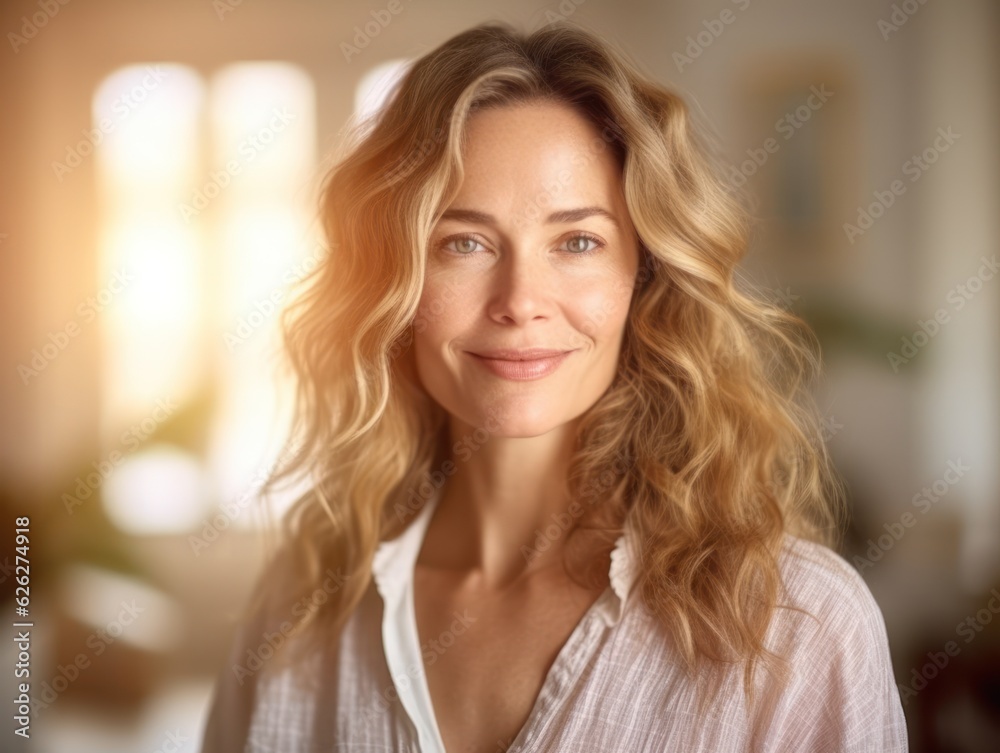 Beautiful middle-aged women smile. Generative AI