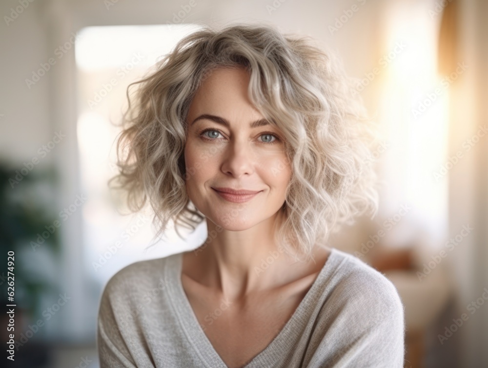 Beautiful middle-aged women smile. Generative AI Beautiful middle-aged women smile. Generative AI