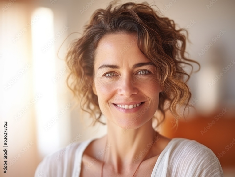 Beautiful middle-aged women smile. Generative AI Beautiful middle-aged women smile. Generative AI